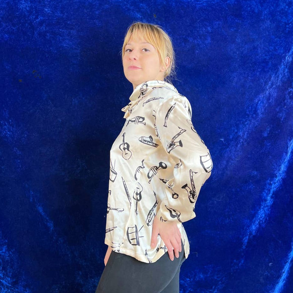 Escada Novelty Print Blouse | VTG Vintage | Deadstock | Silk | - Picture 5 of 5